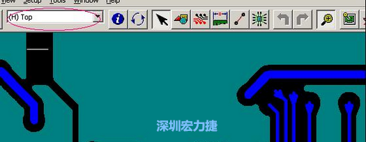 如果圖形像下圖一樣無法顯示鉆孔，只須圖（186）將紅色圈住的活動層改為當前顯示層即可。