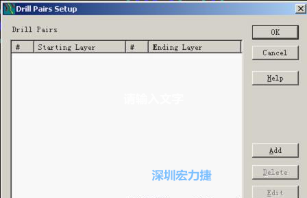 如果是盲孔或埋孔板，則還須點擊菜單Setup→Drill Partis調出鉆孔對設置窗口，看有無按孔的屬性設置好鉆孔層，如無則須作相應的添加或調整。